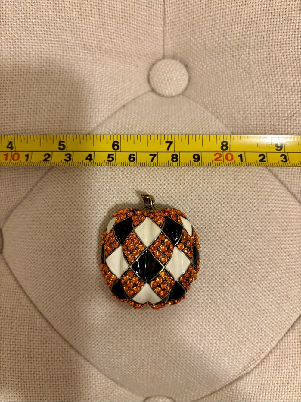 Heidi Daus Orange, Black & White Harlequin Pumpkin Pin